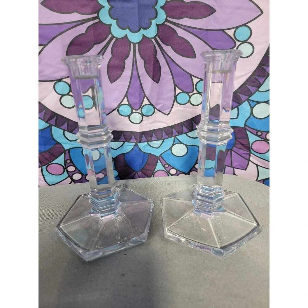 Vintage Tiffany & Co‎ Crystal Candlesticks Pair 8.25